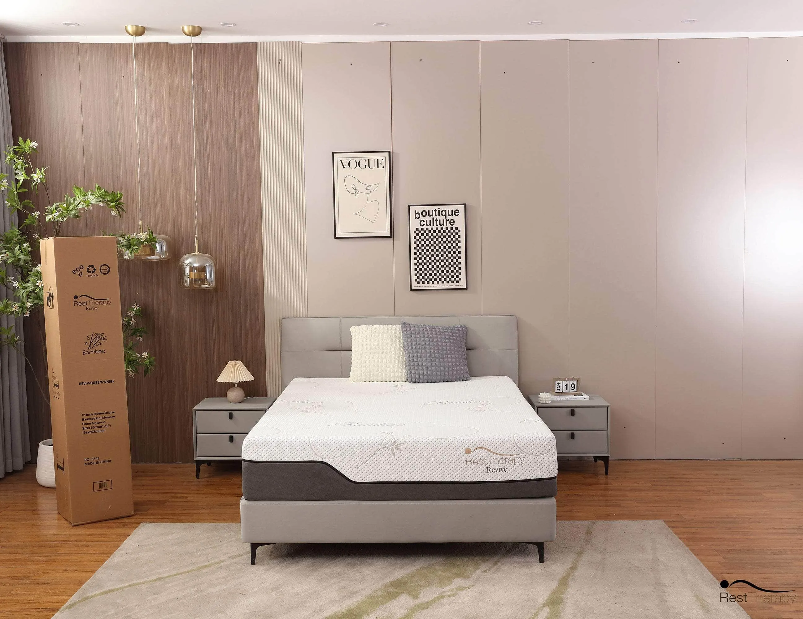 12 Inch Revive Bamboo Cool Gel Memory Foam Mattress - Available in 3 Sizes