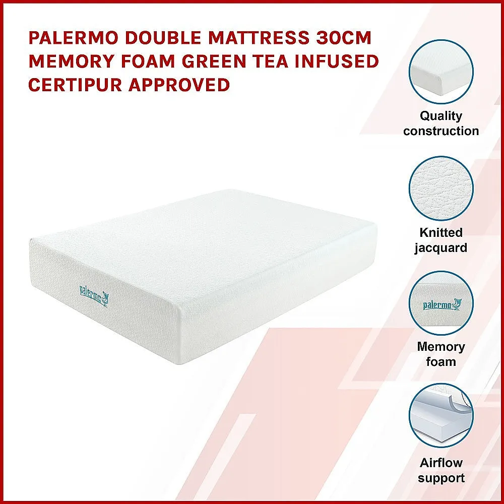 30cm Green Tea Memory Foam Double Mattress, CertiPUR Approved
