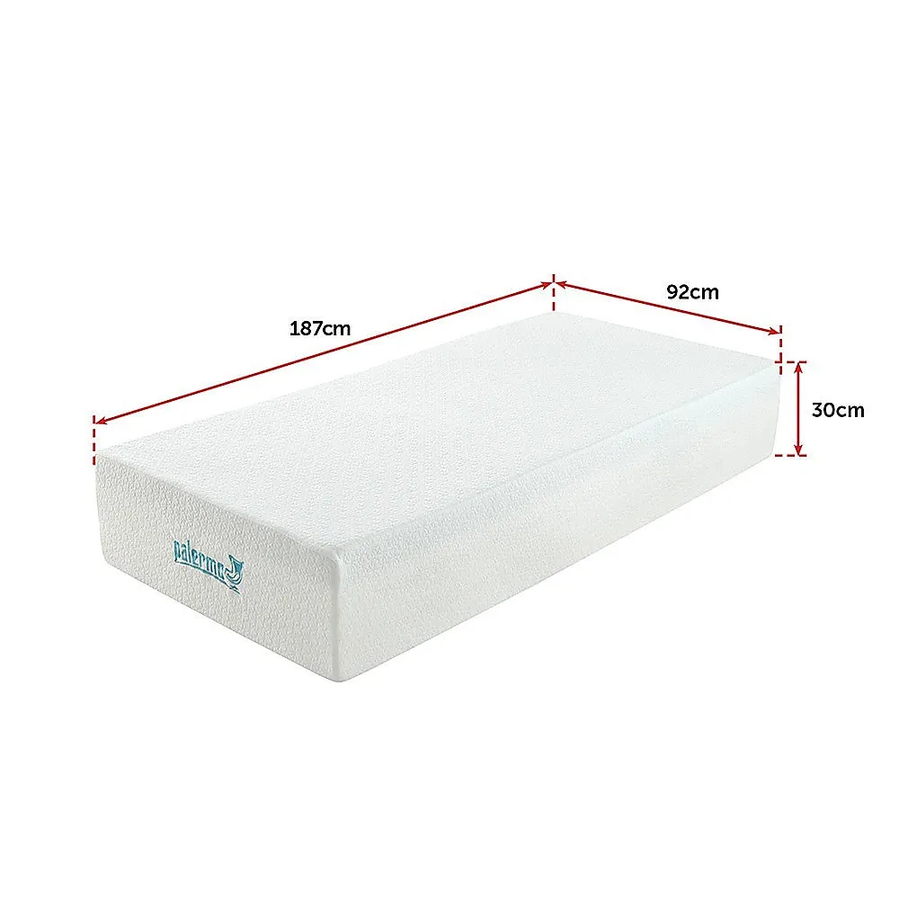 30cm Green Tea Memory Foam Single Mattress, CertiPUR Approved