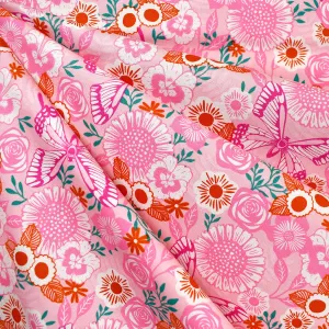 Backyard Butterfly Garden Premium Cotton Posy Pink SY