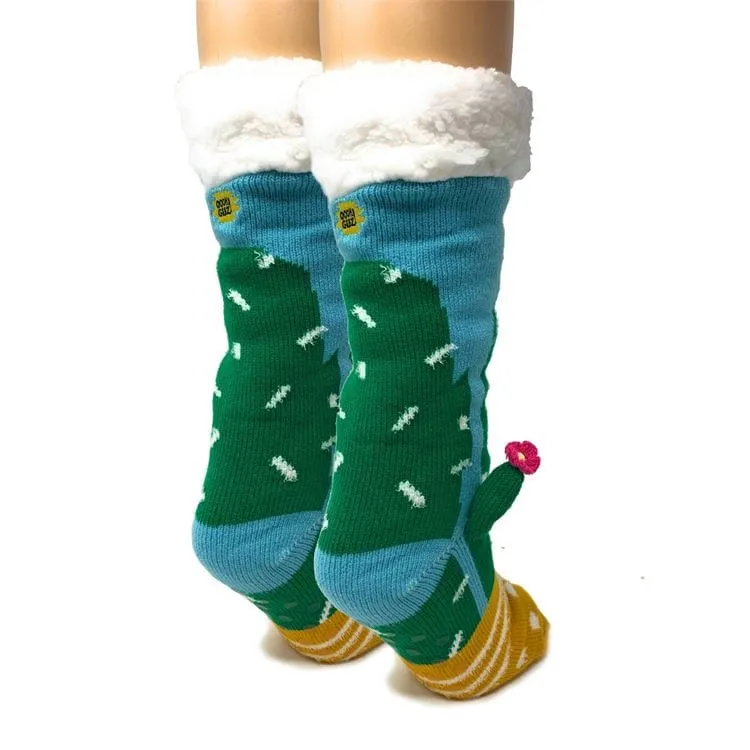 Cactus Hugs Plush Slipper Socks-Prickly on the outside, oh so soft on the inside! *