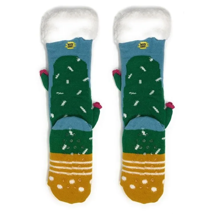 Cactus Hugs Plush Slipper Socks-Prickly on the outside, oh so soft on the inside! *
