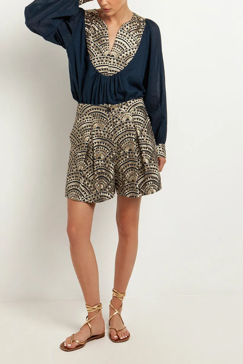 EMBROIDERED COTTON SHORTS "TRIANGLE"