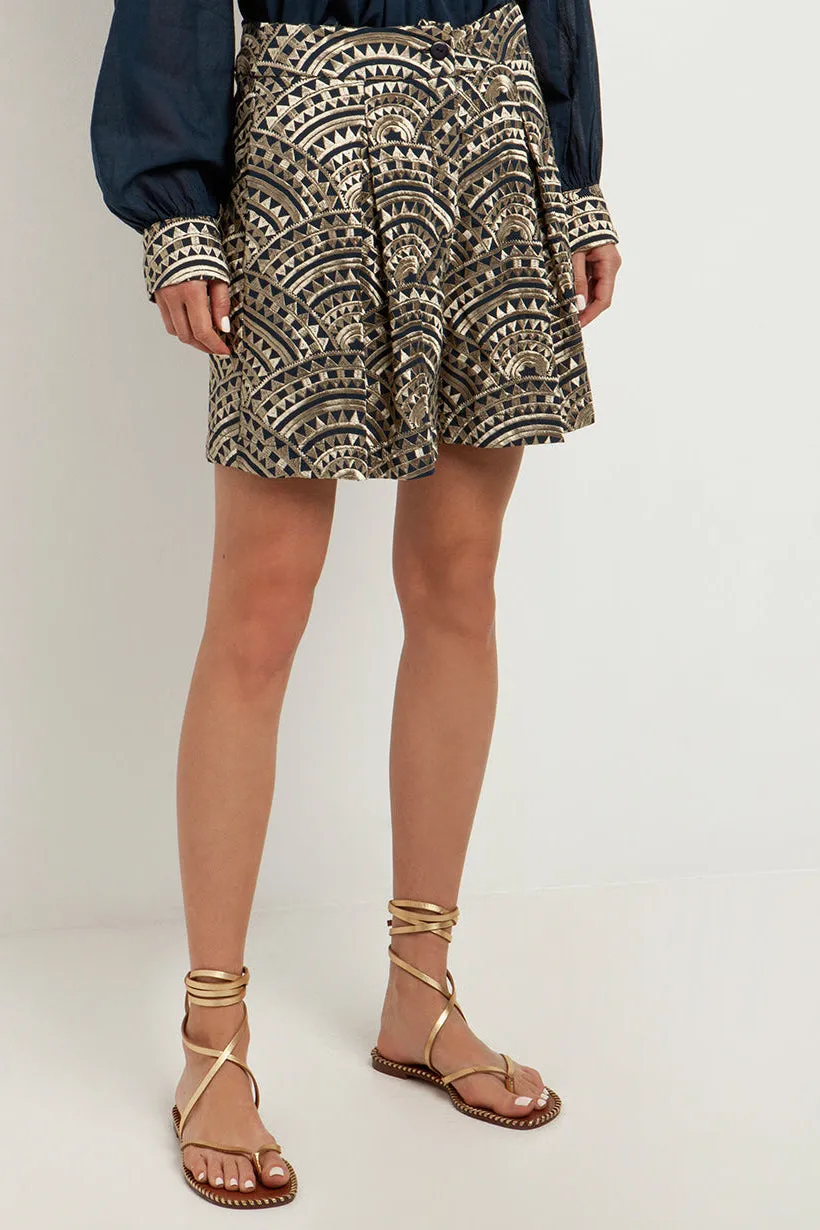 EMBROIDERED COTTON SHORTS "TRIANGLE"