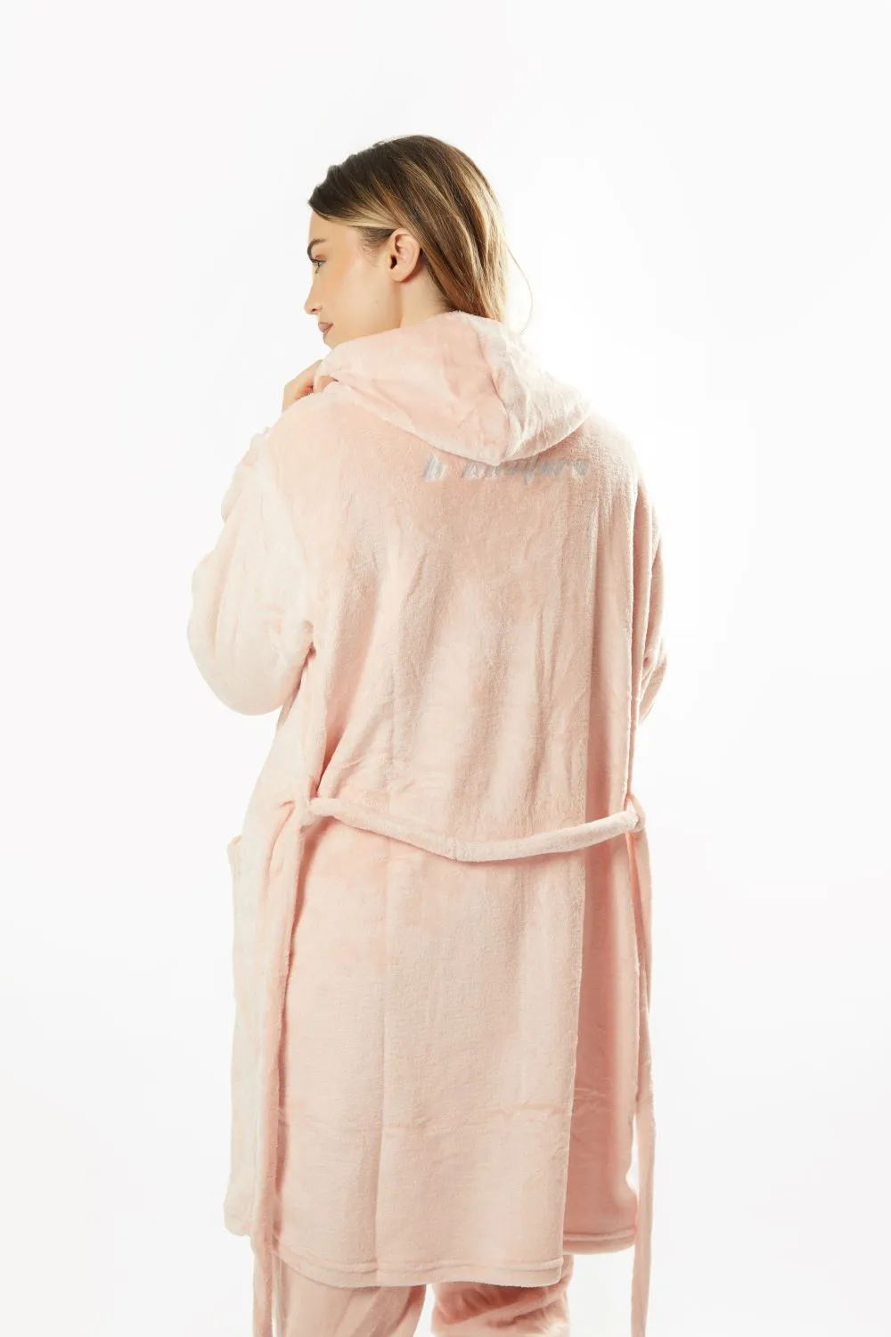 Fluffy Robe & Fluffy PJ Set Bundle - Pink