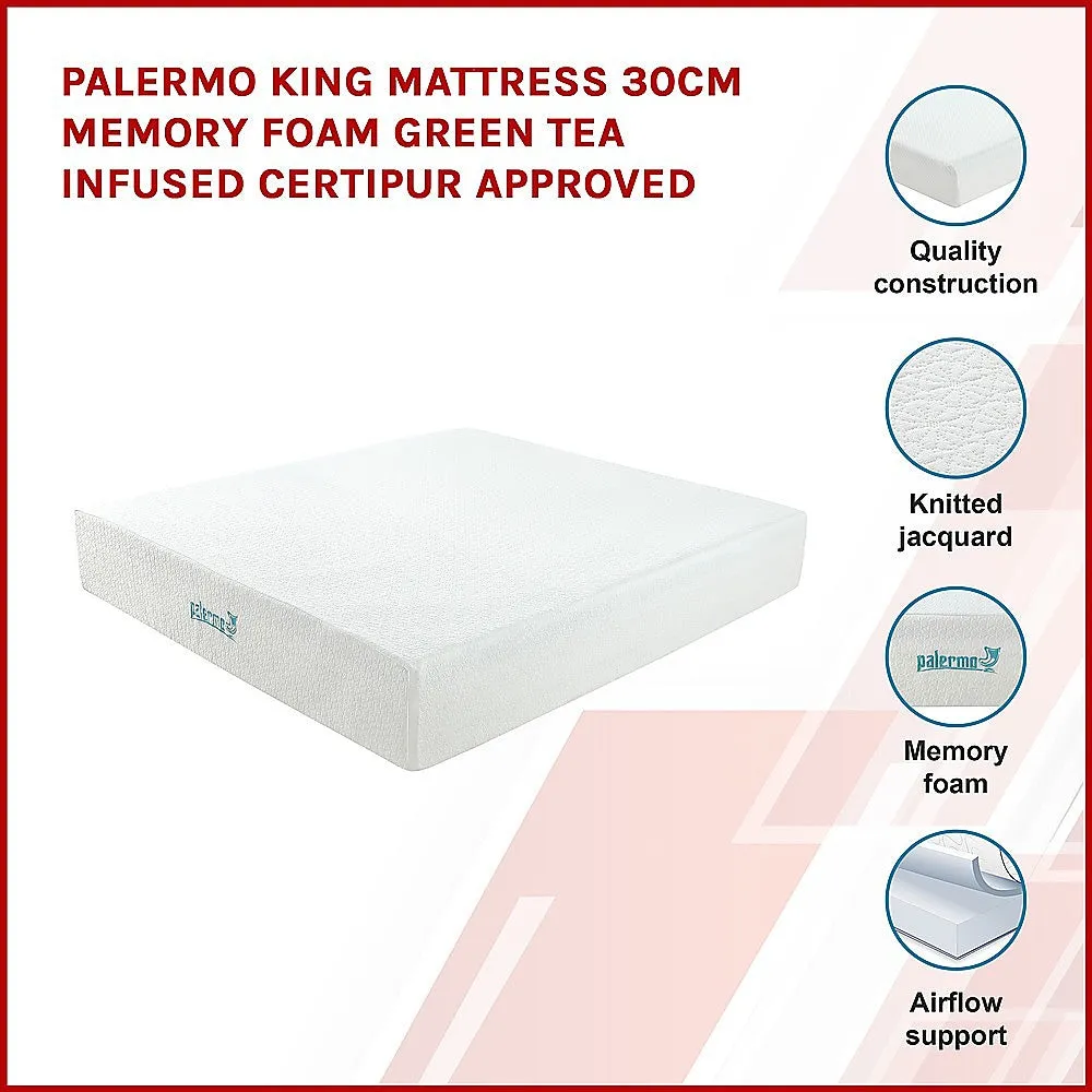 Green Tea Memory Foam King Mattress 30cm, CertiPUR Approved