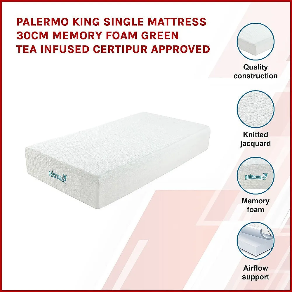 Green Tea Memory Foam King Single Mattress, Medium Firmness