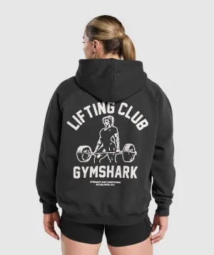 Gymshark Lifting Club Graphic Brushed Hoodie - Black