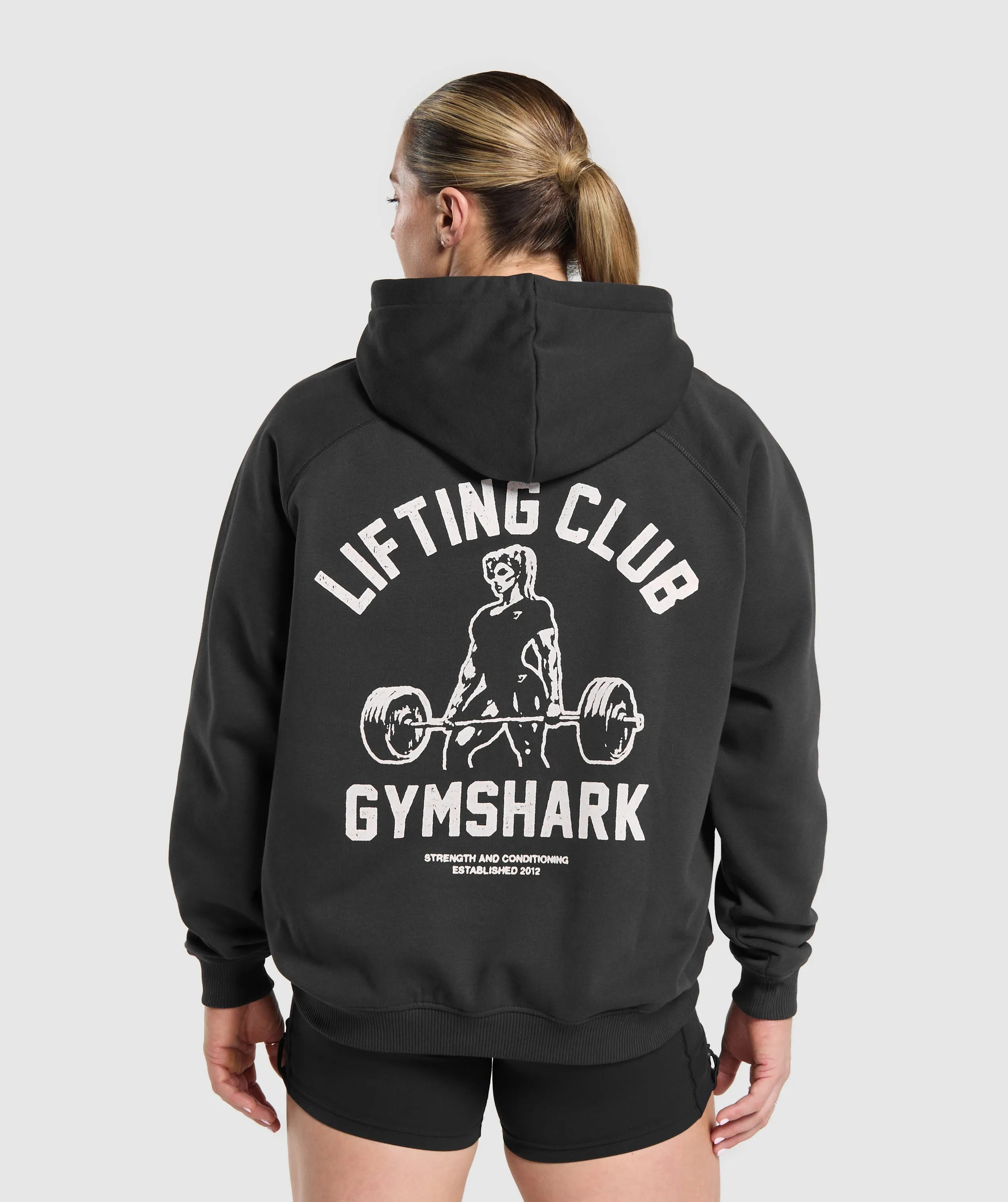 Gymshark Lifting Club Graphic Brushed Hoodie - Black