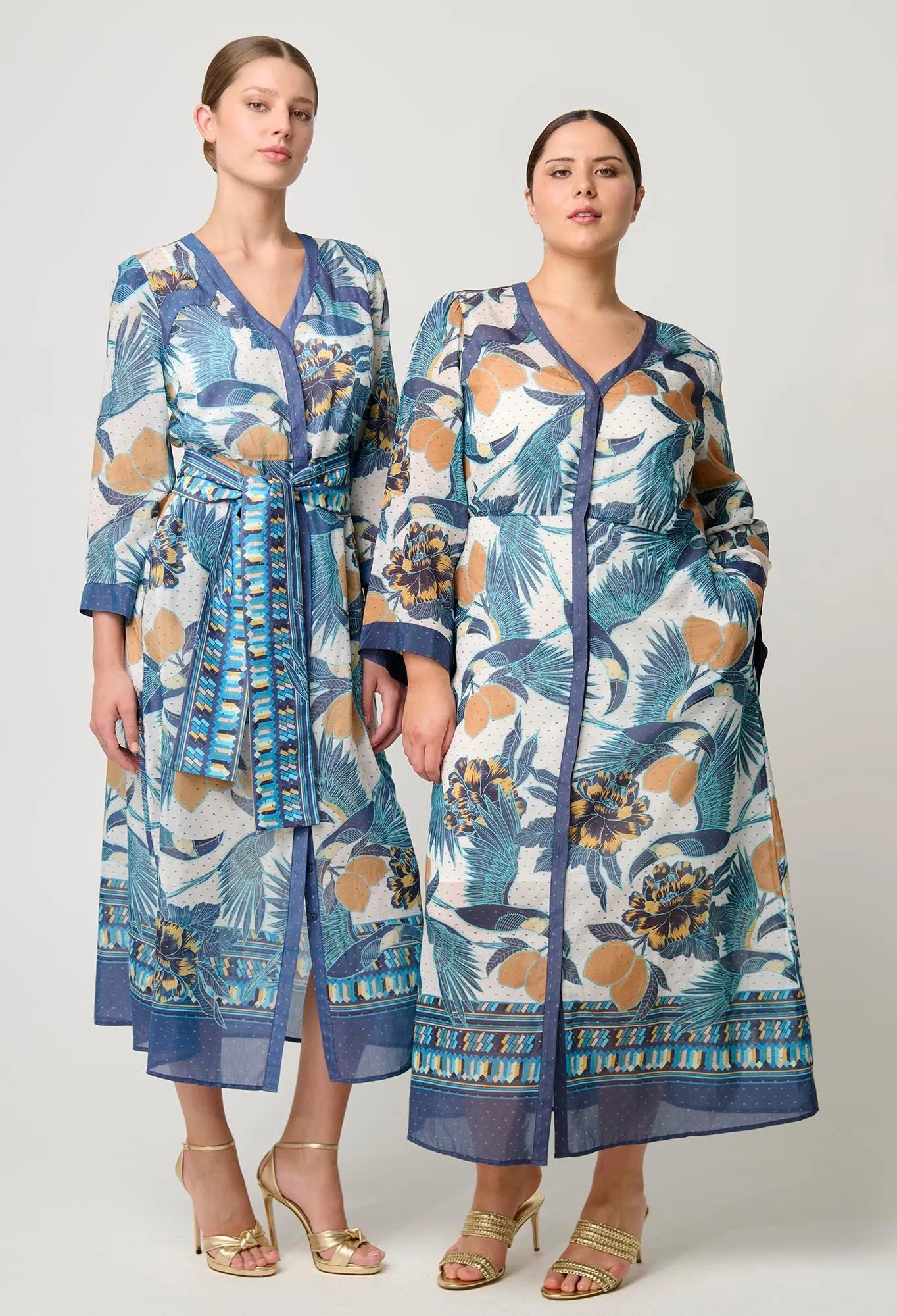 Kimona Cotton Silk Coat Dress