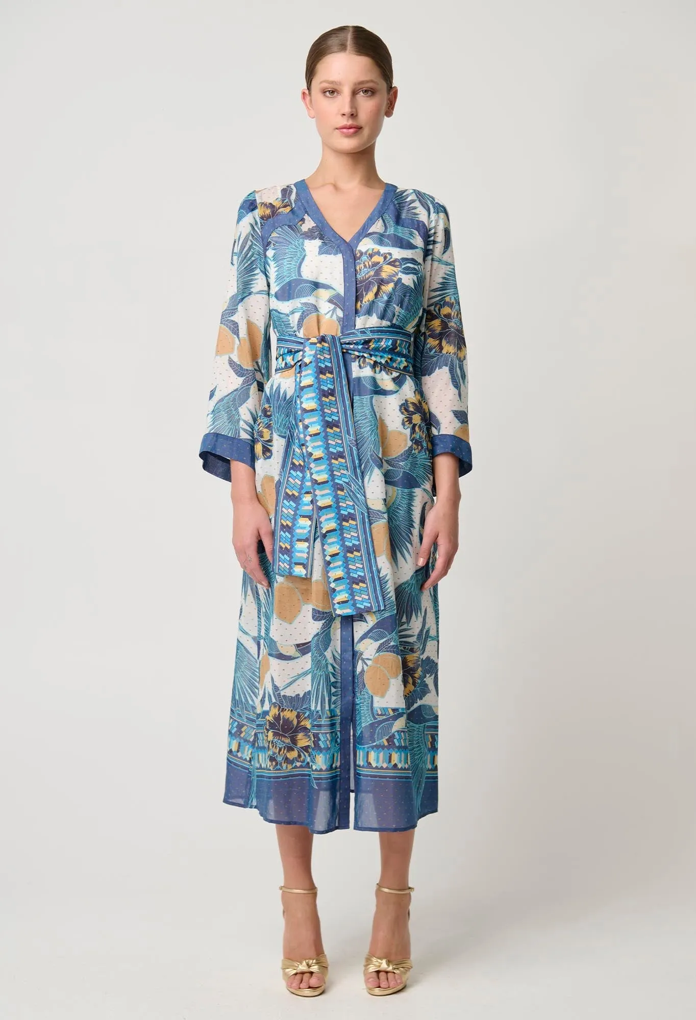Kimona Cotton Silk Coat Dress