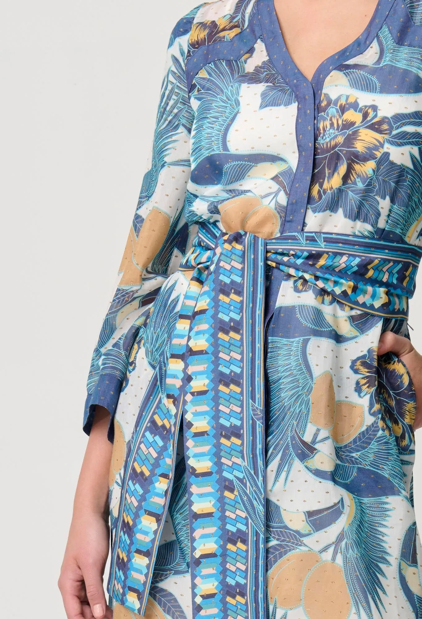 Kimona Cotton Silk Coat Dress