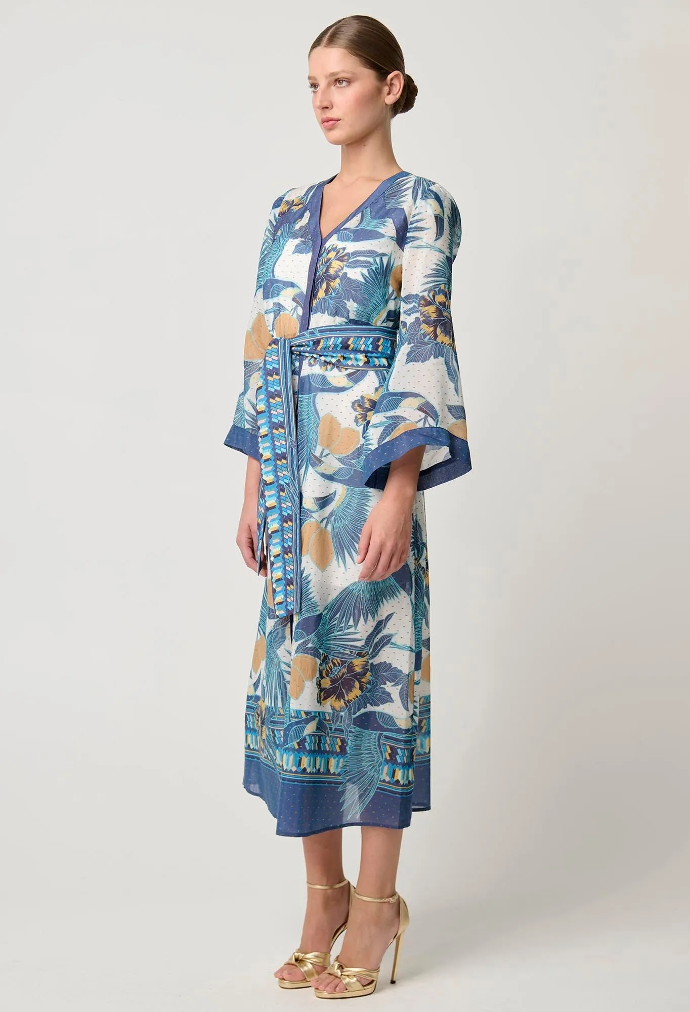 Kimona Cotton Silk Coat Dress