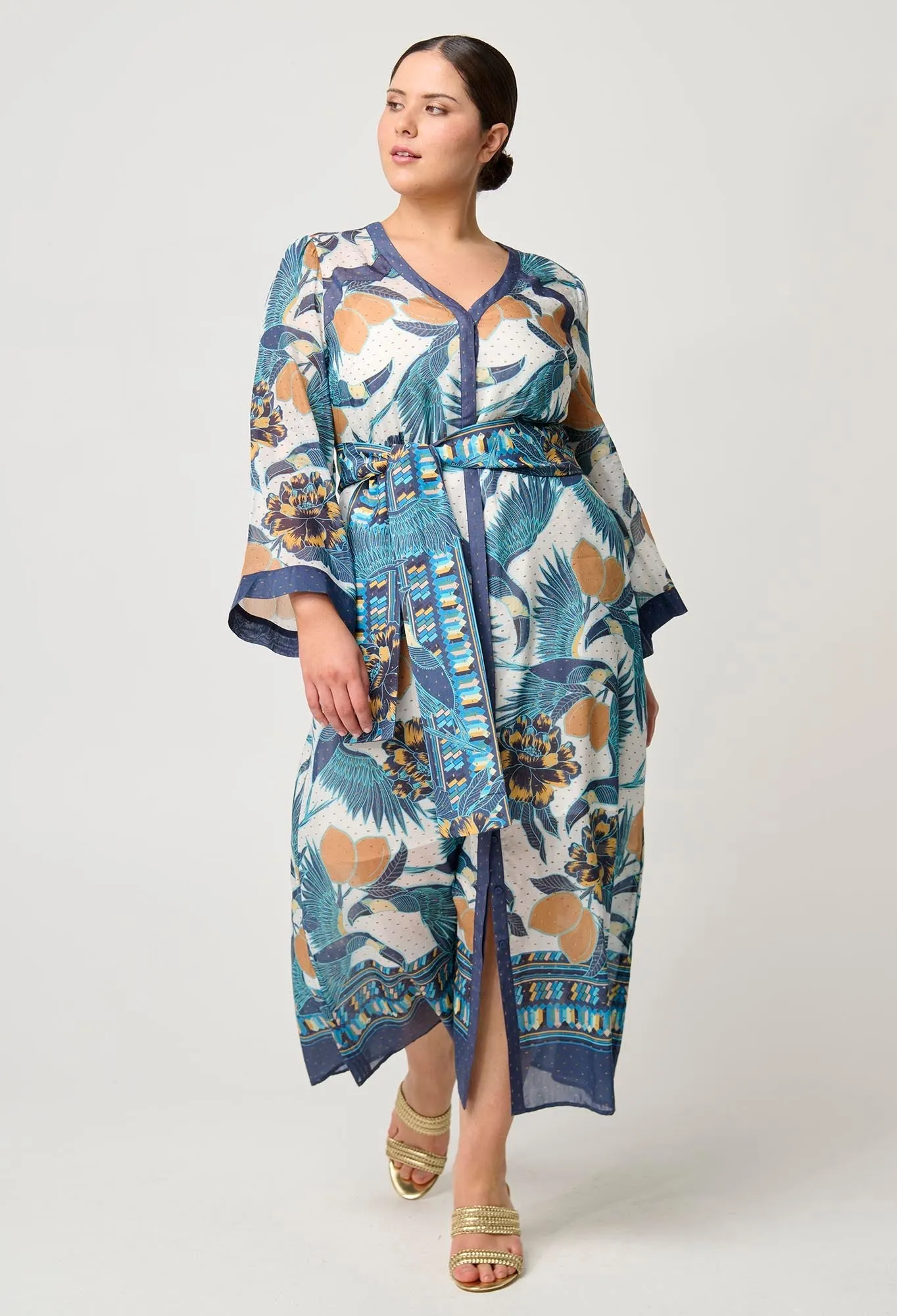 Kimona Cotton Silk Coat Dress