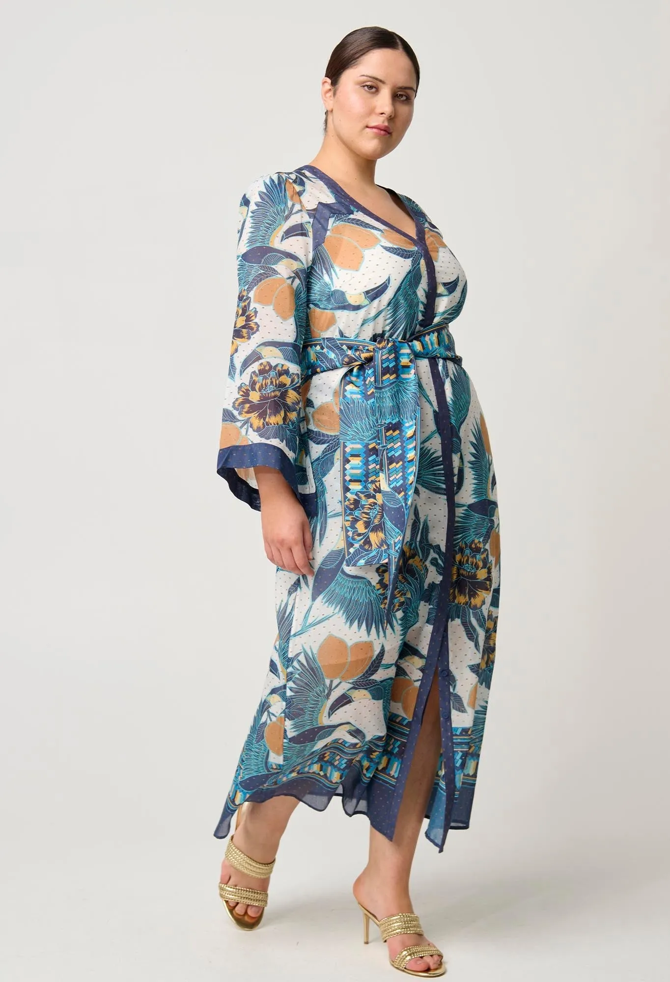 Kimona Cotton Silk Coat Dress