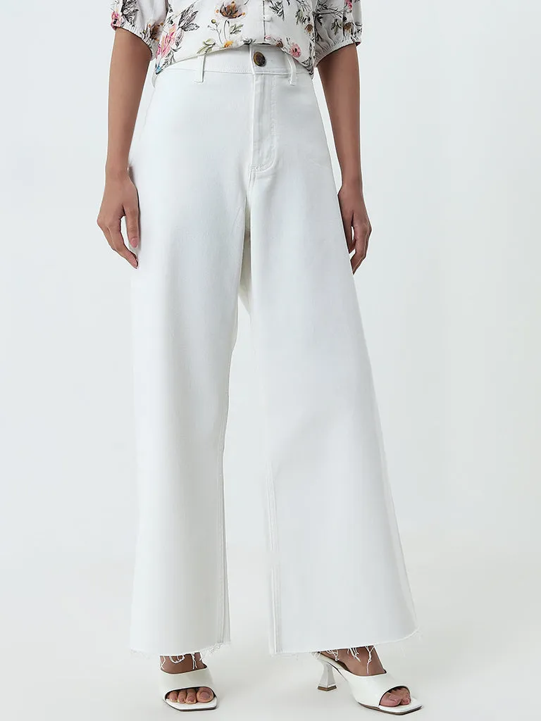LOV Off-White Wide Leg - Fit High - Rise Jeans