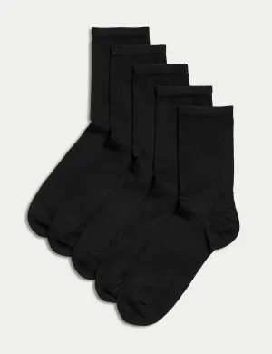Marks & Spencer Sumptuically Soft Ankle Socks 5 Pairs, Black