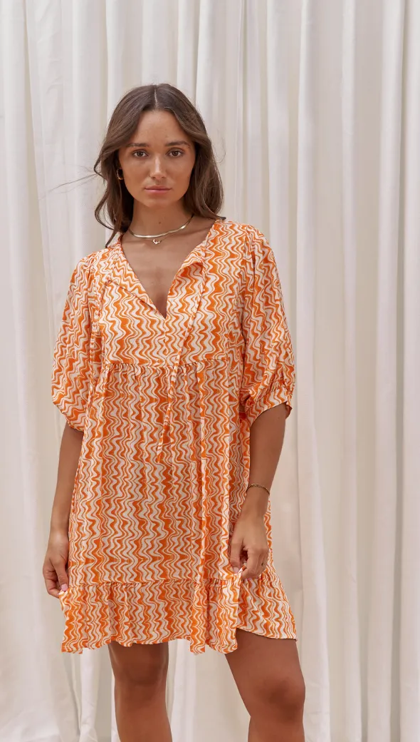 MICHELLE DRESS - ORANGE PRINT