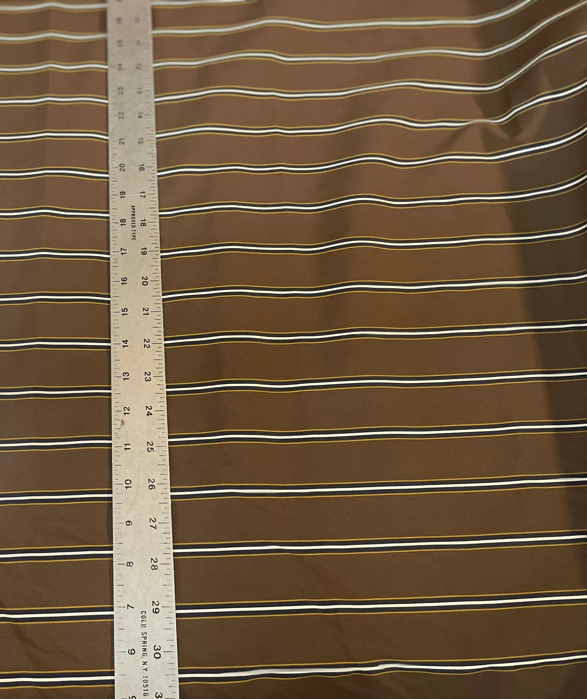 Nautical Stripe Cotton Shirting - Brown, Navy, Yellow & White