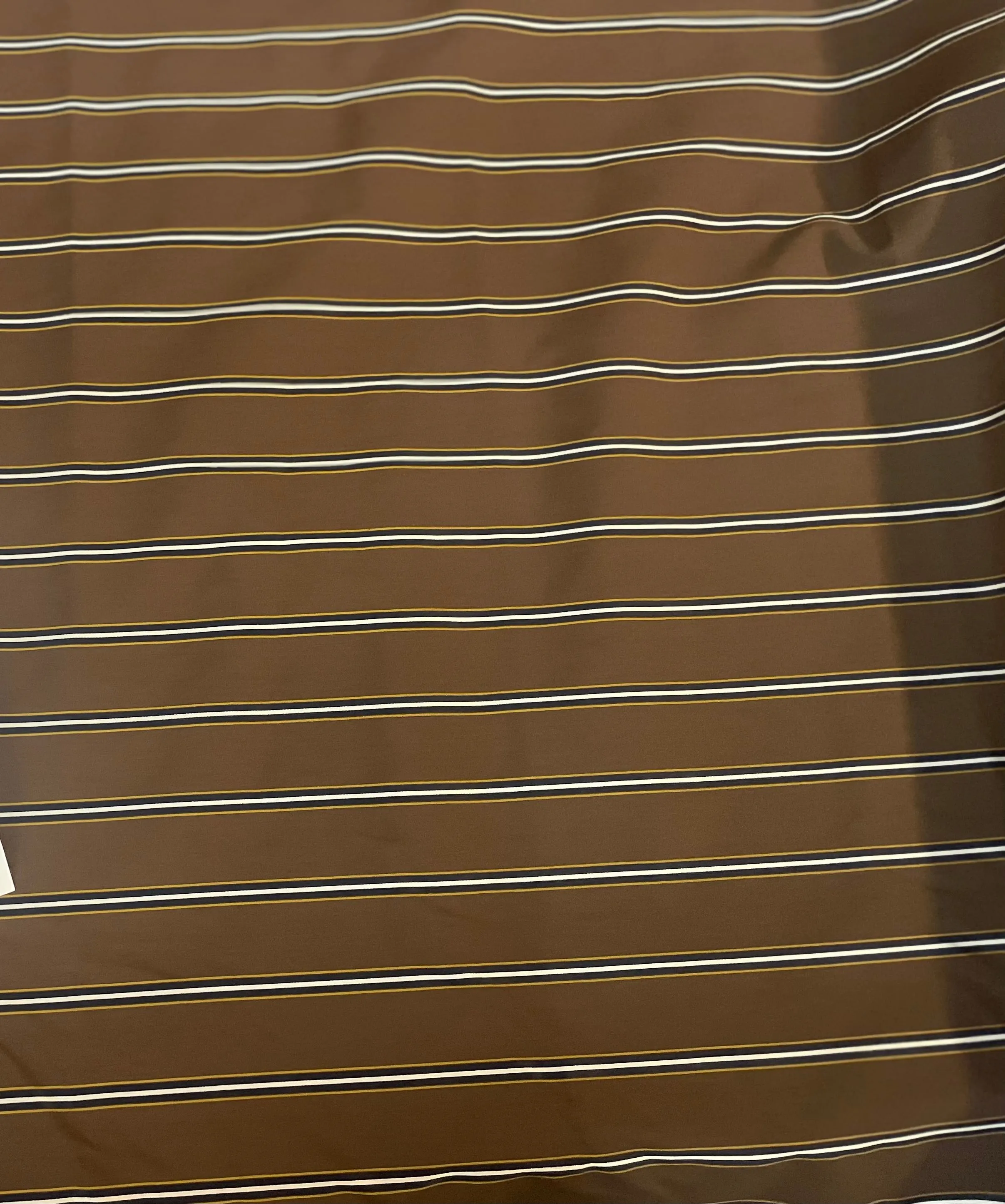 Nautical Stripe Cotton Shirting - Brown, Navy, Yellow & White