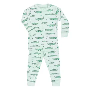 Noomie Boy Crocodiles Two Piece Pajamas in Green