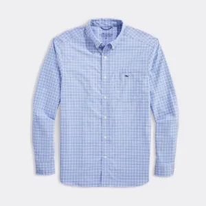 On-The-Go Nylon Check Shirt in Chk Jake Blue by Vineyard Vines