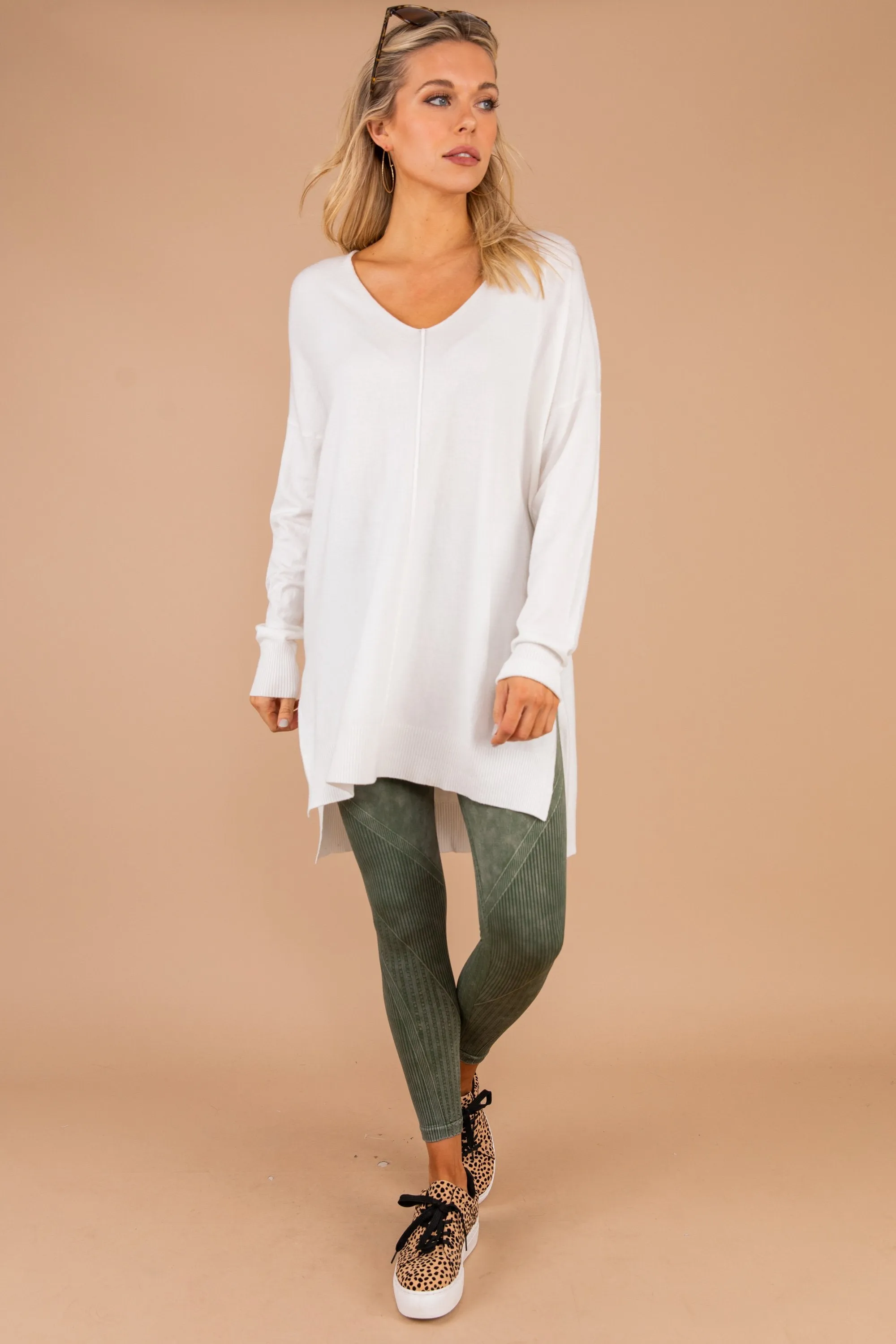 On The Run Olive Green Ribbed Leggings