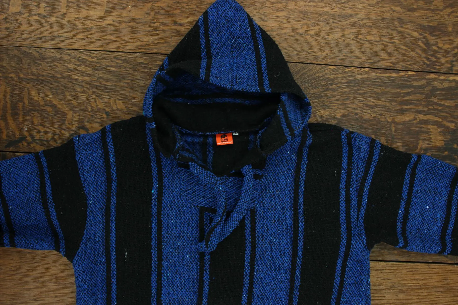 Recycled Mexican Baja Jerga Hoody - Blue Black
