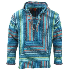 Recycled Mexican Baja Jerga Hoody - Thin Stripe Multi