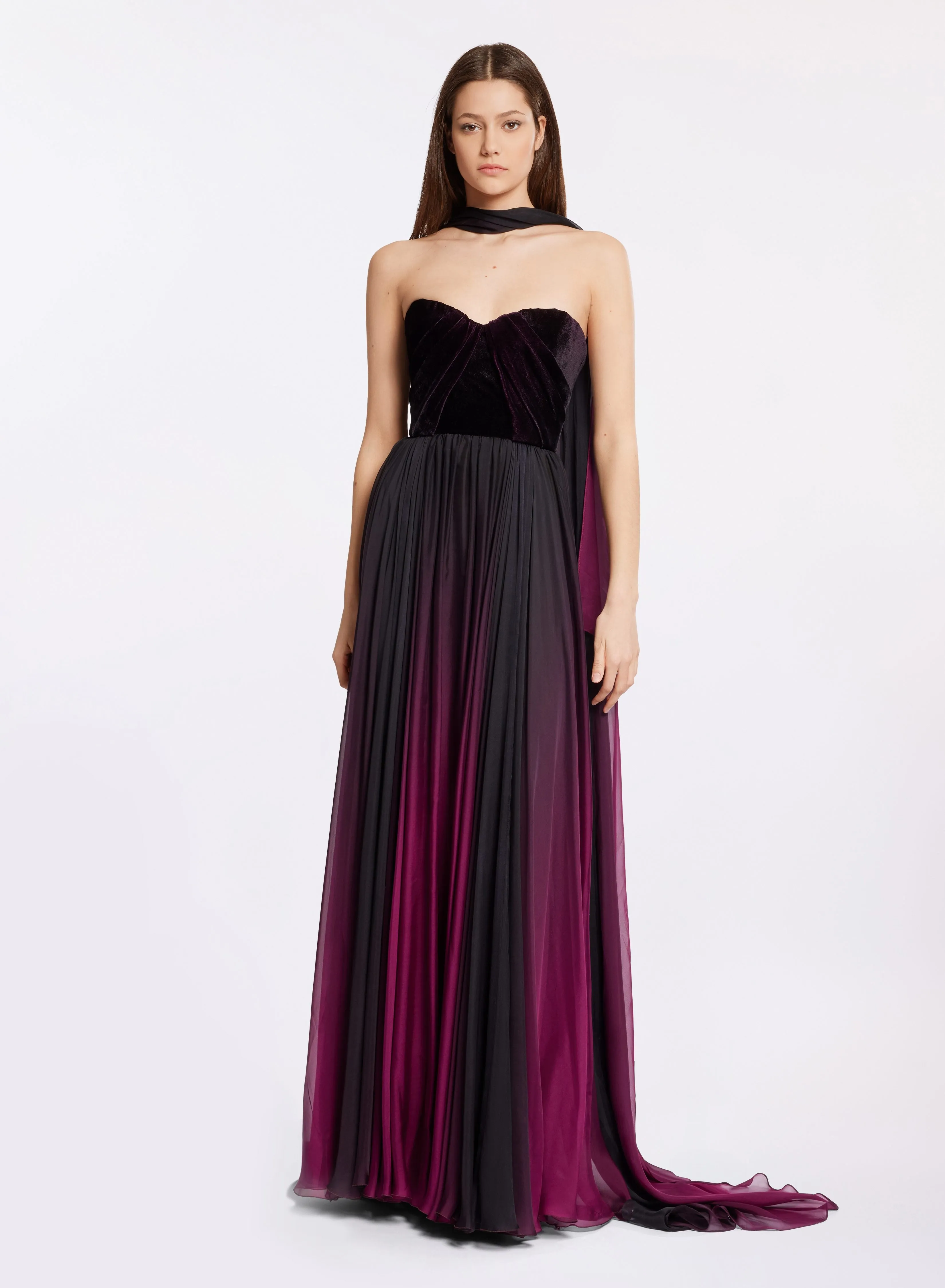 Silk and Velvet Long Dress