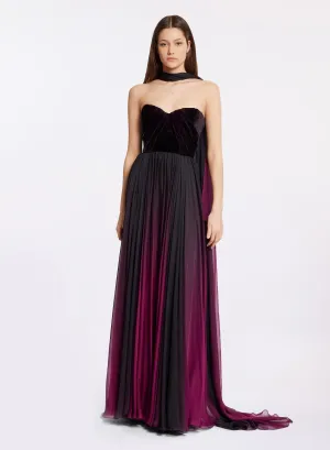 Silk and Velvet Long Dress