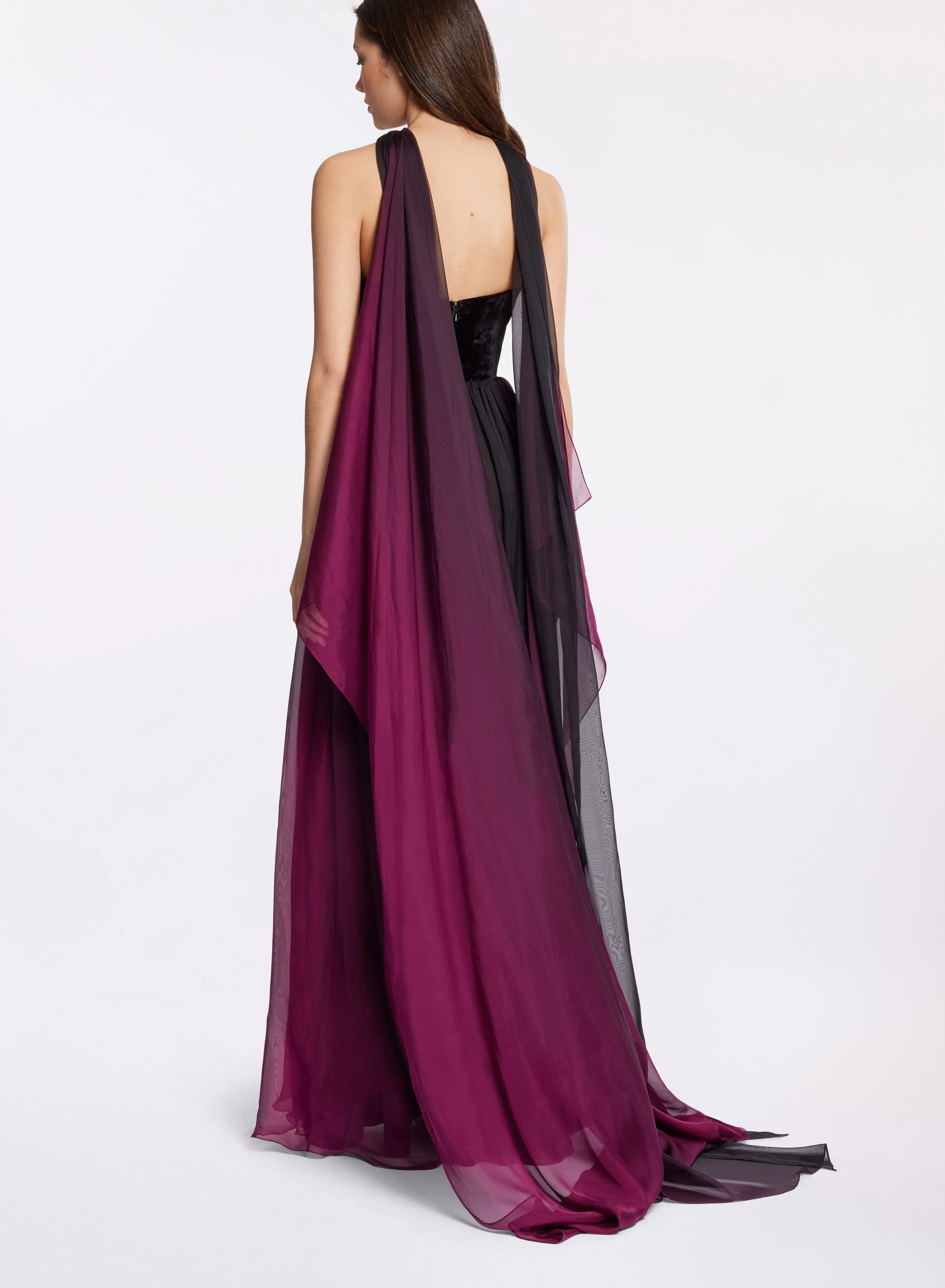 Silk and Velvet Long Dress