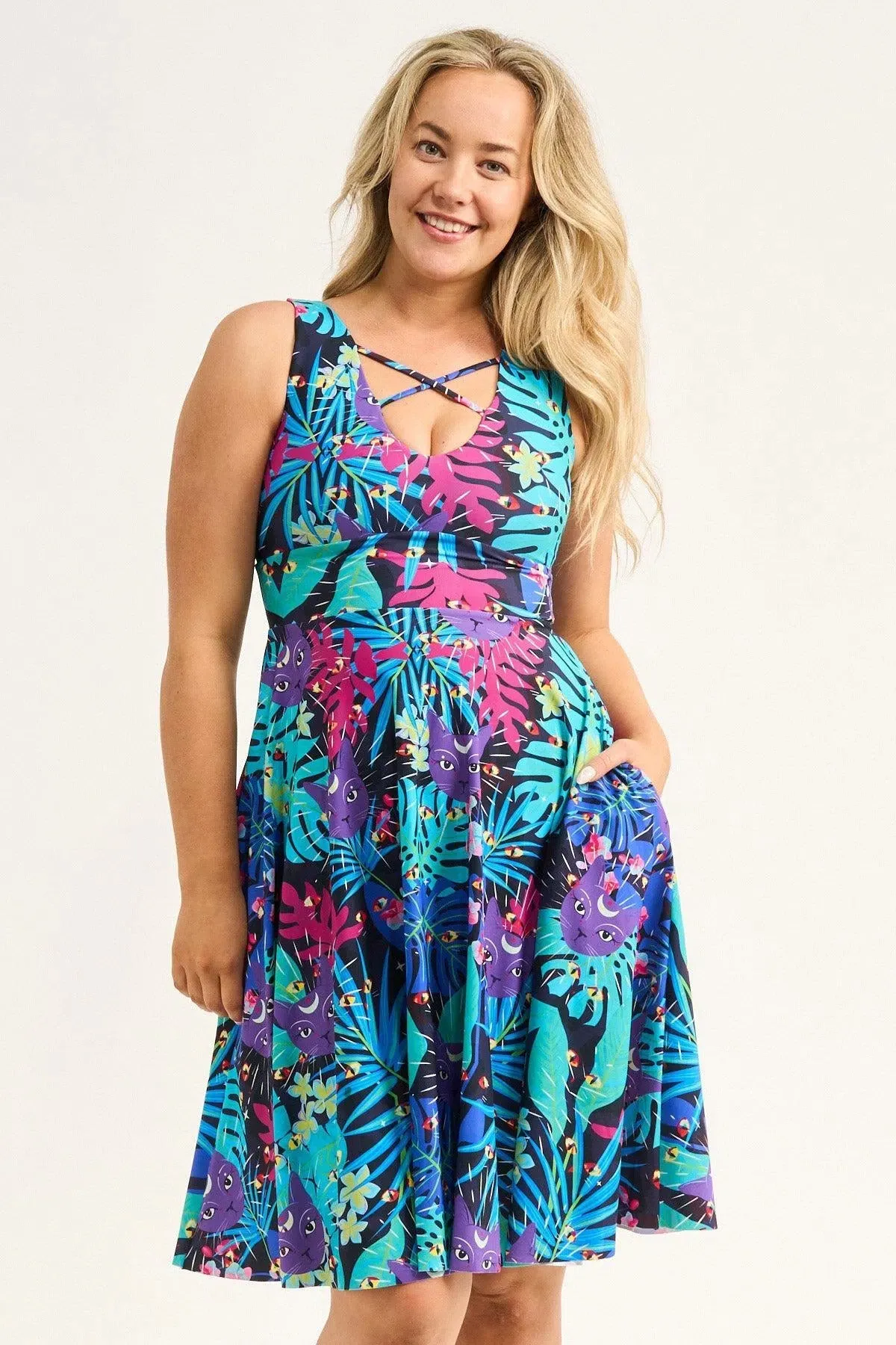 Silky Reversible Comfort Crop Midi Dress W/Pockets - Mysticatz