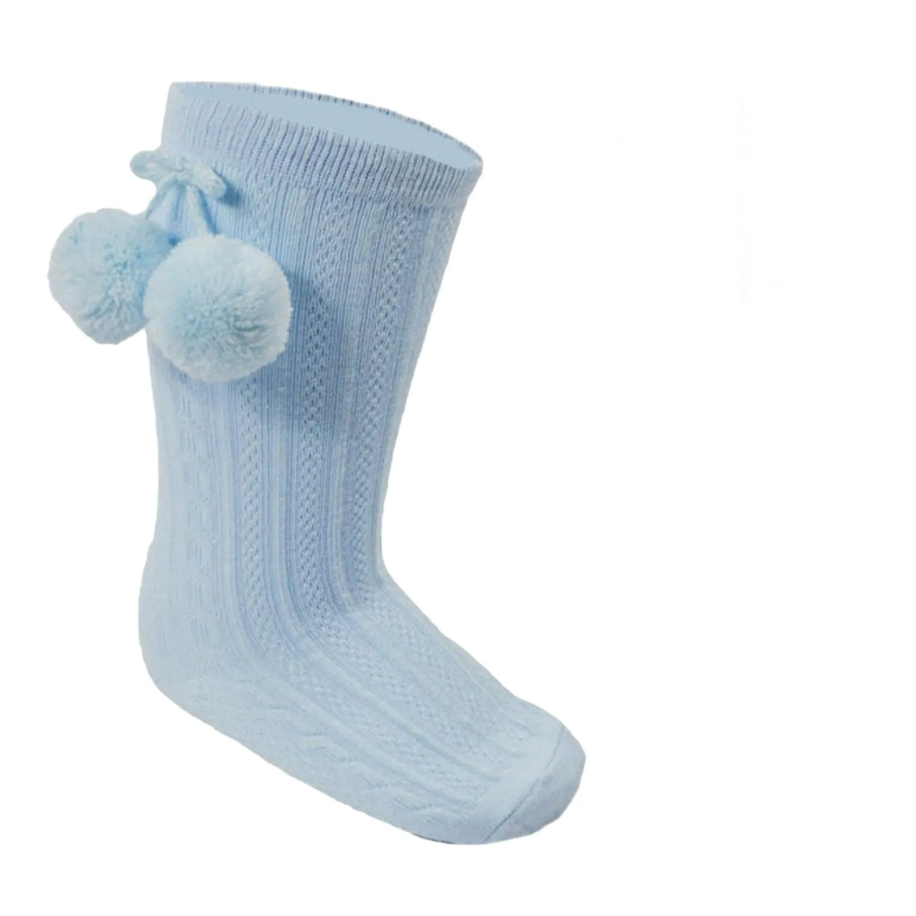 Soft Touch - long pompom socks blue