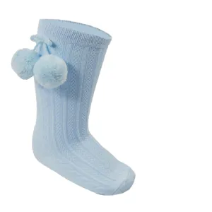Soft Touch - long pompom socks blue