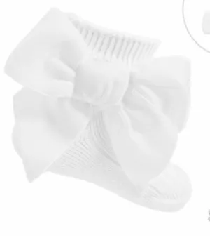 Soft touch white velvet bow socks
