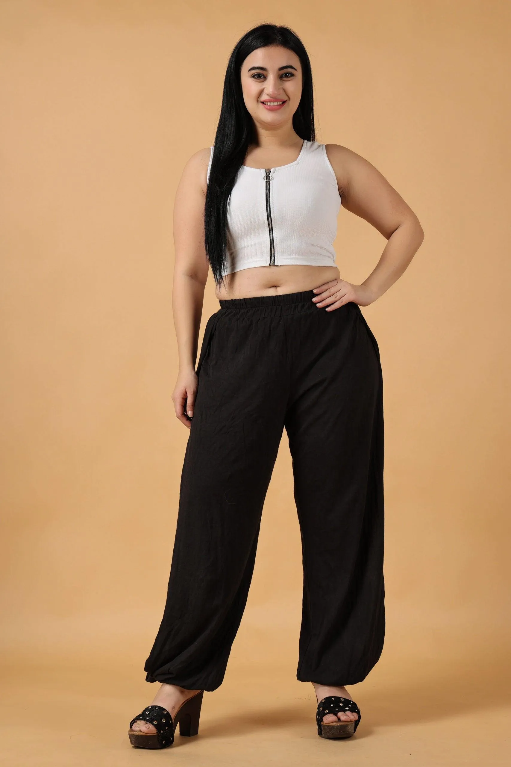Solid Side Slit Bottom Tie Pyjamas