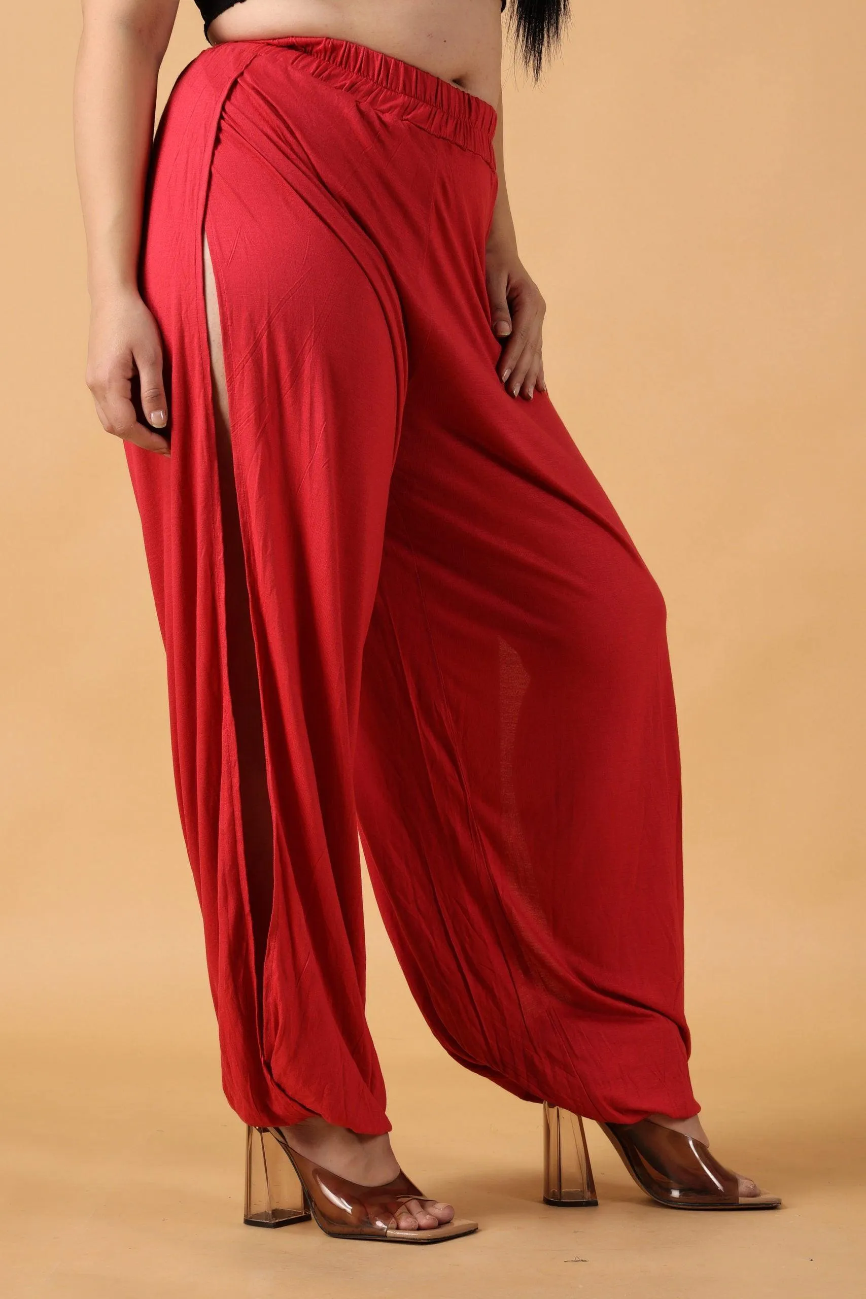 Solid Side Slit Bottom Tie Pyjamas