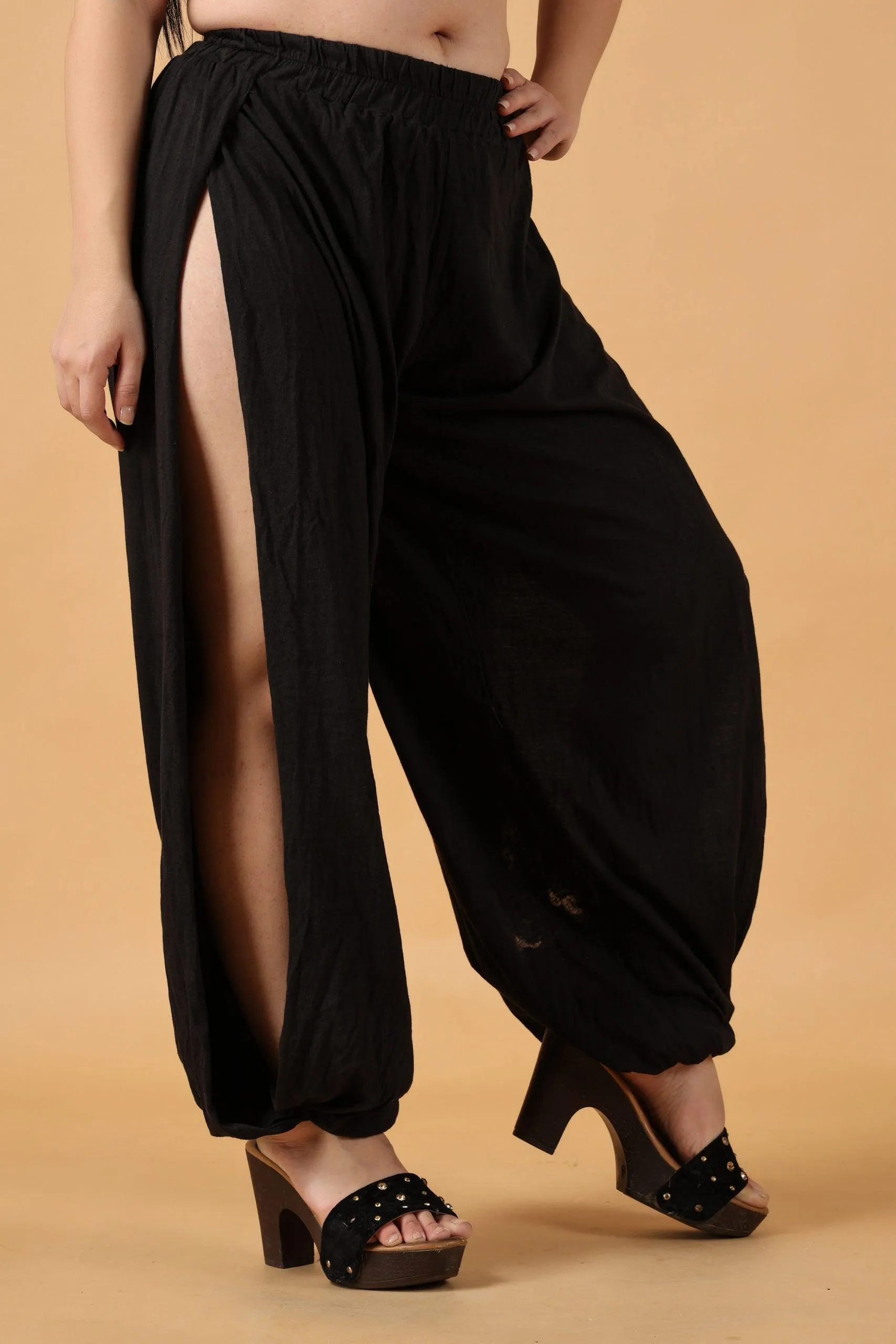 Solid Side Slit Bottom Tie Pyjamas