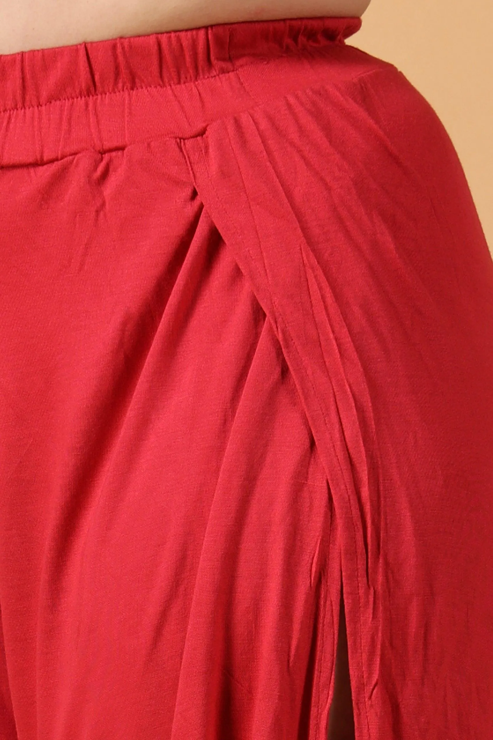 Solid Side Slit Bottom Tie Pyjamas