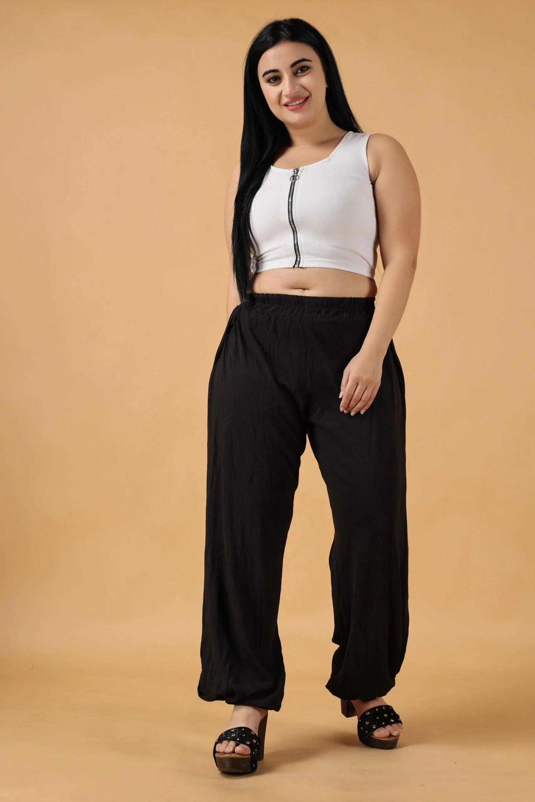 Solid Side Slit Bottom Tie Pyjamas