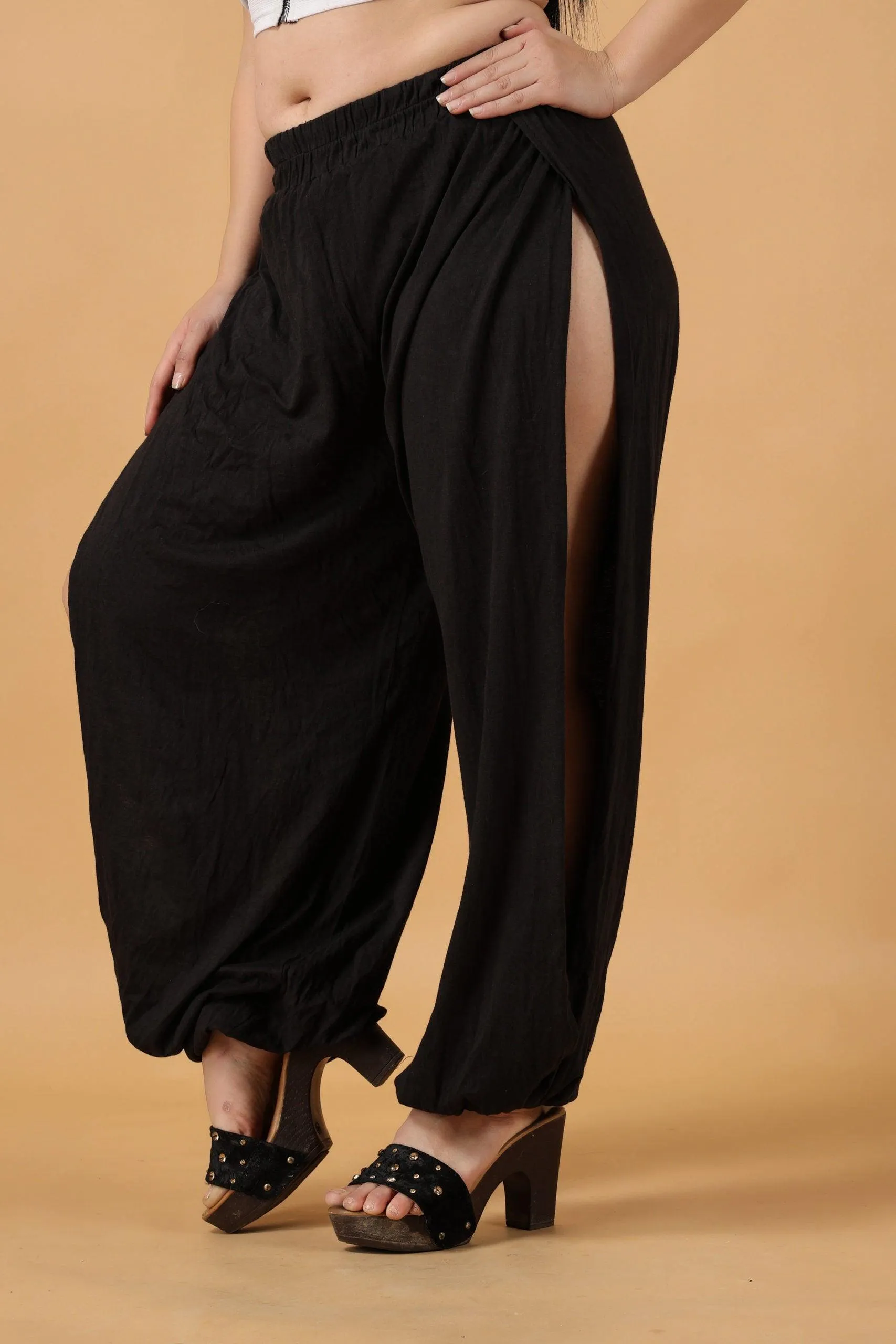 Solid Side Slit Bottom Tie Pyjamas
