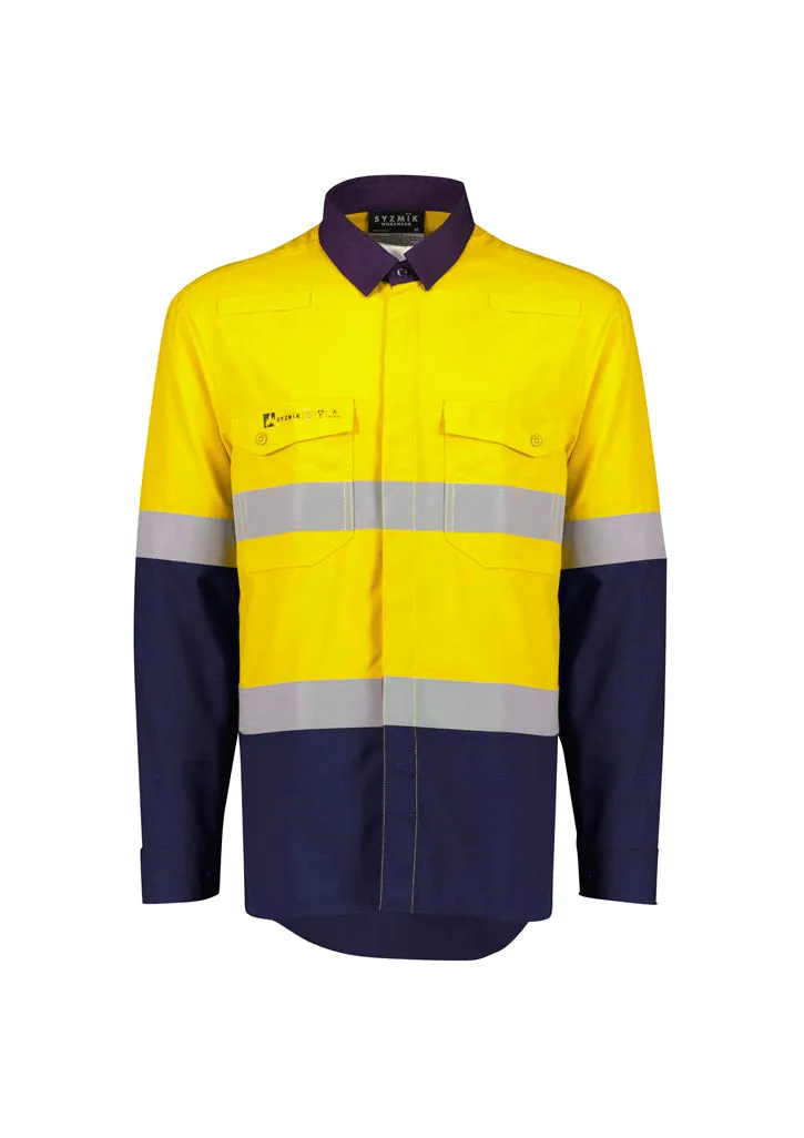Syzmik Mens Orange Flame Lightweight Ripstop Spliced Shirt-Hoop Taped (ZW180)