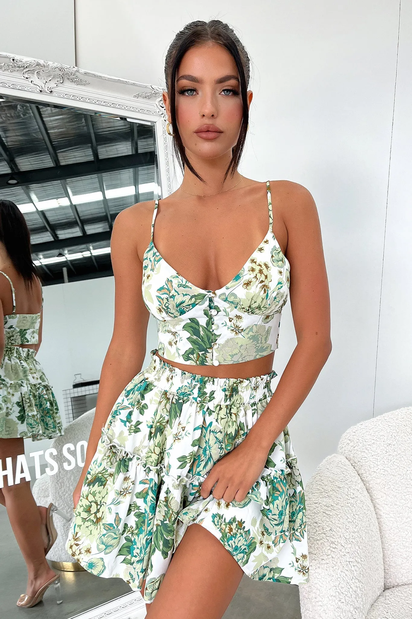 Tahan Skirt - Green Floral