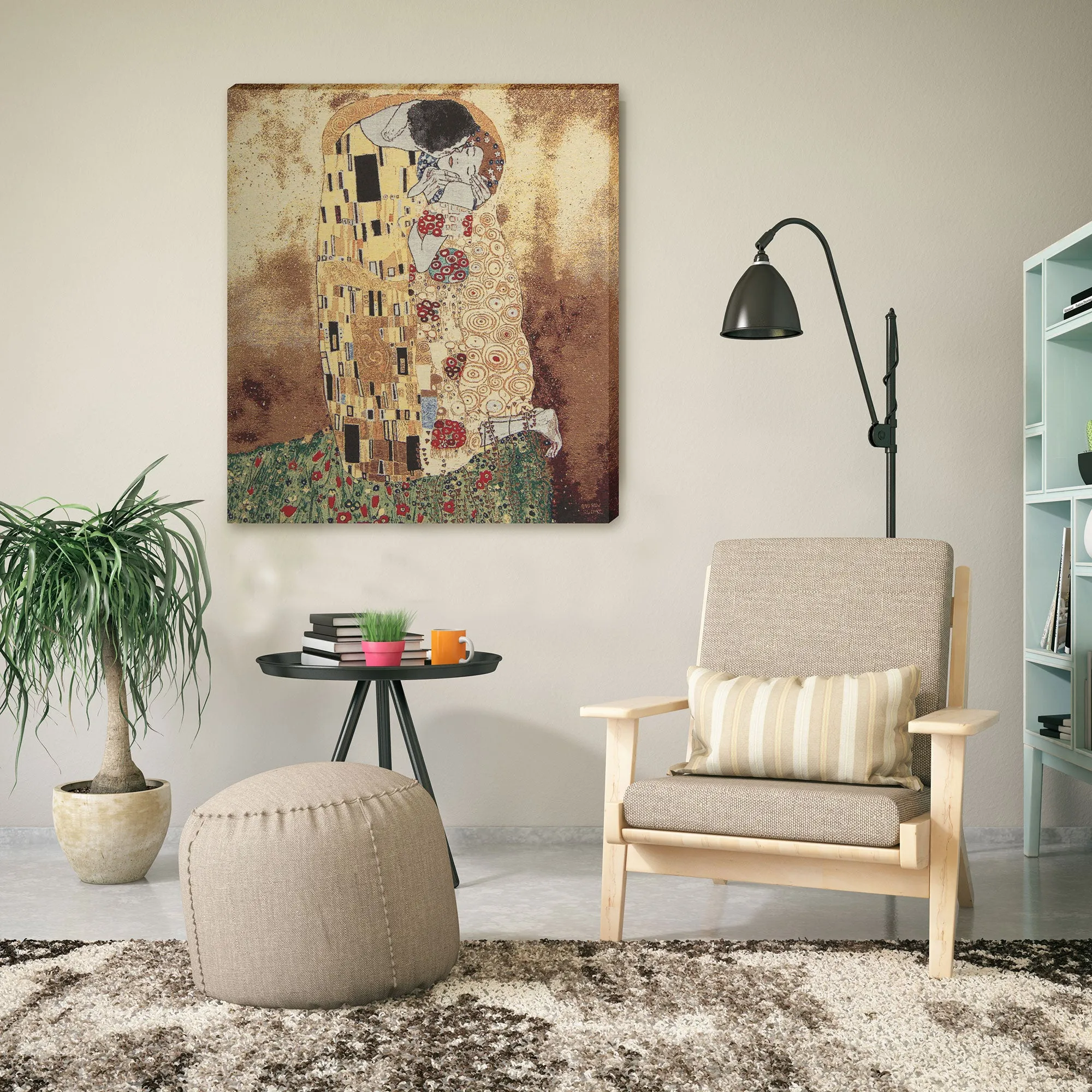 The Kiss V Stretched Wall Tapestry by Gustav Klimt