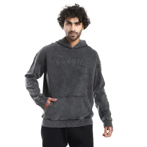 Washed Hoodie With Front Pocket - Pavone