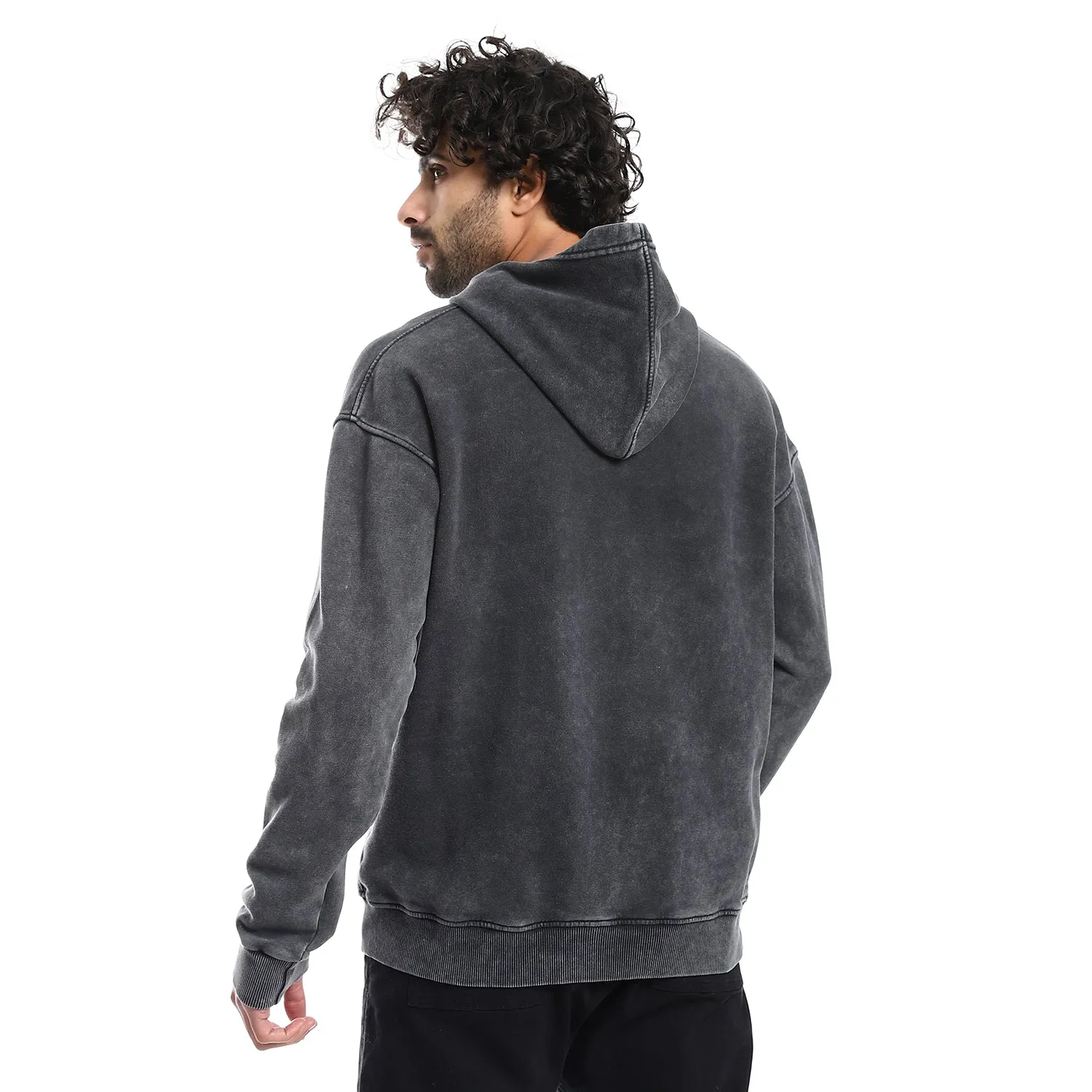 Washed Hoodie With Front Pocket - Pavone