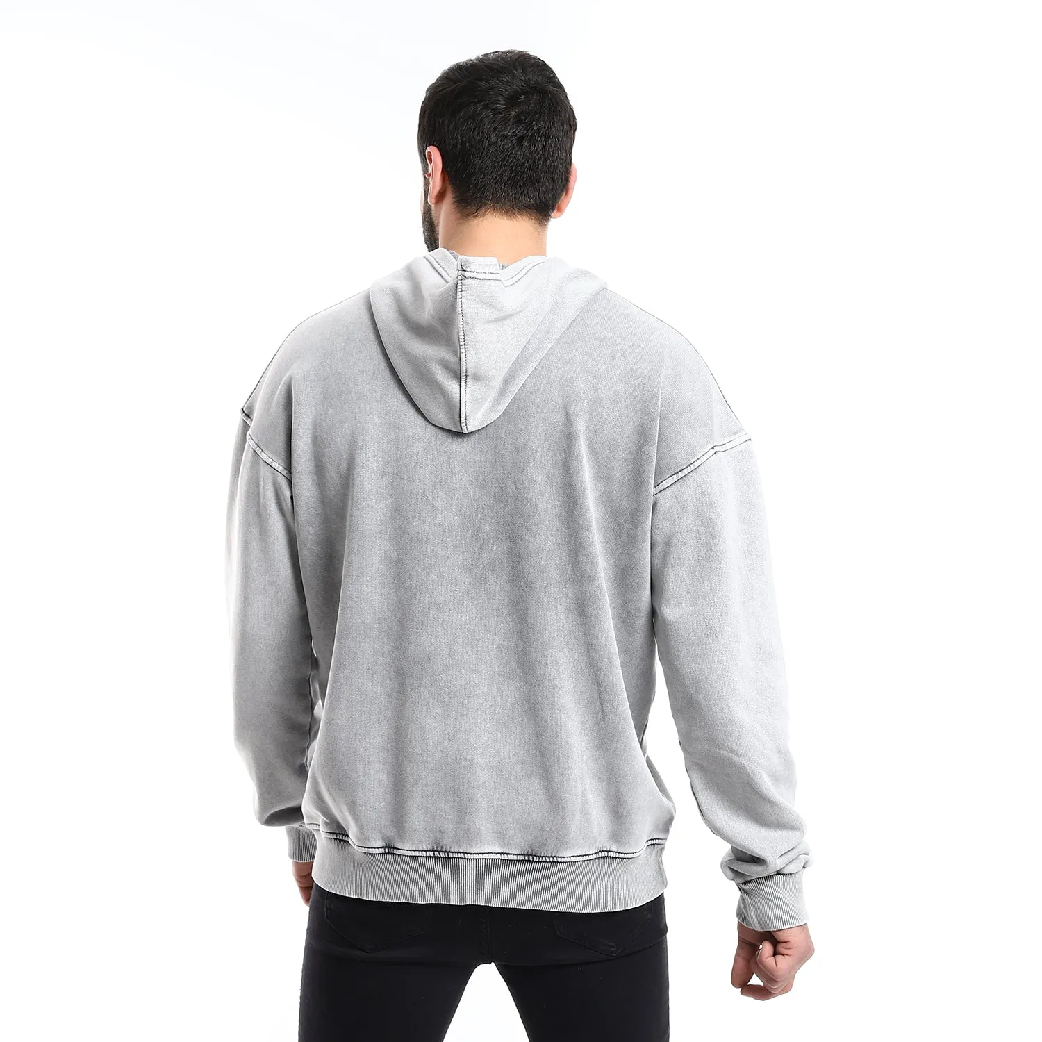 Washed Hoodie With Front Pocket - Pavone