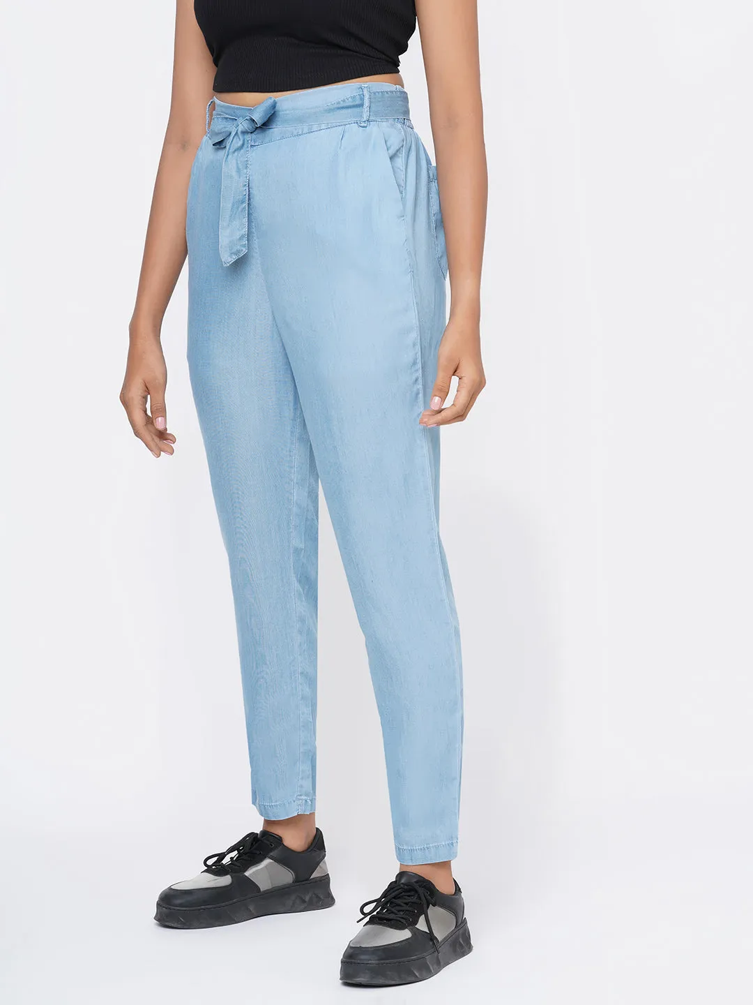 Women High-Rise Comfort Paper Bag Pants