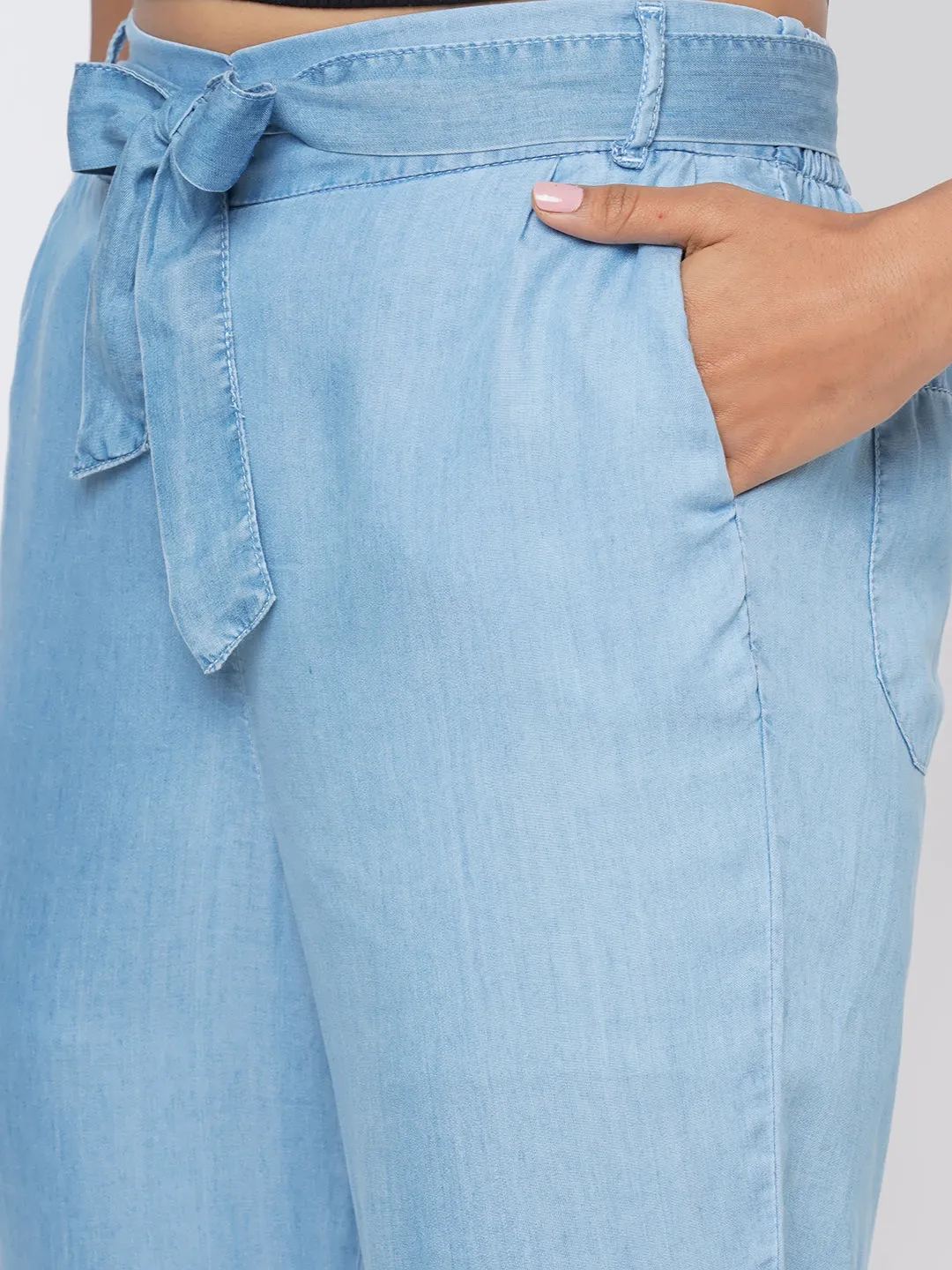 Women High-Rise Comfort Paper Bag Pants